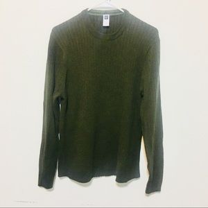 Gap Men Olive Cotton Ribbed Sweater, M